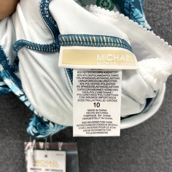 MICHAEL KORS One Piece Swimsuit 440 Turquoise Floral Print Size 10 MRSP $118 - Picture 10 of 14